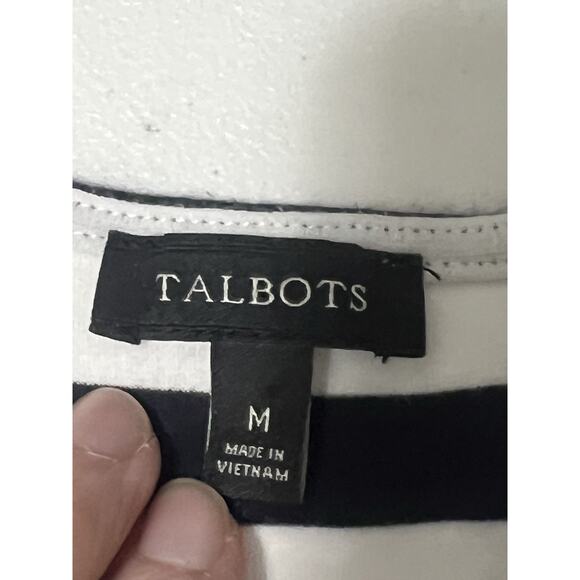 Talbots Womens Navy Blue White Striped Bell Sleeve Top Size M 100% Cotton EUC. - Picture 7 of 10